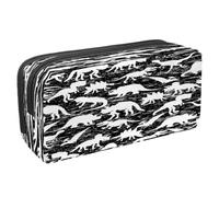 VAPOKF Astuccio portapenne per studenti con cerniera, per ragazzi e ragazze, materiale scolastico e ufficio, animali dello zoo a forma di linea, Silhouette di dinosauri e graffi, 2.3x8.2x3.9in