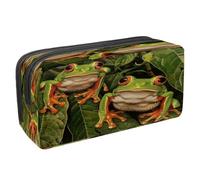 VAPOKF Astuccio portapenne per studenti con cerniera, per ragazzi e ragazze, materiale scolastico e ufficio, due rane su foglia, Multi, 2.3x8.2x3.9in/6x21x10cm, Astuccio