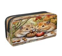 VAPOKF Astuccio portapenne per studenti con cerniera, per ragazzi e ragazze, materiale scolastico e ufficio, criceti autunnali con foglie d'acero, frutta e noci, Multi, 2.3x8.2x3.9in/6x21x10cm