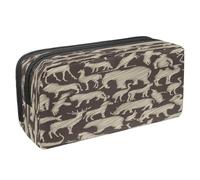 VAPOKF Astuccio portapenne per studenti con cerniera, per ragazzi e ragazze, materiale scolastico e ufficio, animali dello zoo a forma di linea, Animali dello zoo di forma della linea, 2.3x8.2x3.9in