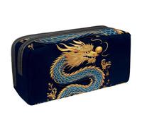 VAPOKF Astuccio portapenne per studenti con cerniera, per ragazzi e ragazze, materiale scolastico e ufficio, motivo squame blu, drago e palla