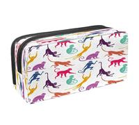 VAPOKF Astuccio portapenne per studenti con cerniera, per ragazzi e ragazze, materiale scolastico e ufficio, gatti che giocano con una palla, Run Jump Hanging Walks Scimmie, 2.3x8.2x3.9in/6x21x10cm