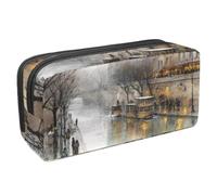 VAPOKF Astuccio portapenne per studenti con cerniera, per ragazzi e ragazze, materiale scolastico e ufficio, edificio invernale freddo del fiume