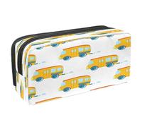 VAPOKF Astuccio portapenne per studenti con cerniera, per ragazzi e ragazze, materiale scolastico e ufficio, motivo: auto dei cartoni animati, Scuolabus Giallo Cartone, 2.3x8.2x3.9in/6x21x10cm,