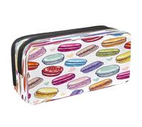 VAPOKF Astuccio portapenne per studenti con cerniera, per ragazzi e ragazze, materiale scolastico e ufficio, motivo Torre di Parigi retrò e Senna, Macarons di vari sapori, 2.3x8.2x3.9in/6x21x10cm,