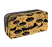 VAPOKF Astuccio portapenne per studenti con cerniera, per ragazzi e ragazze, materiale scolastico e ufficio, zucche e fantasmi di Halloween felici, Zucche e pipistrelli di Halloween,