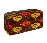 VAPOKF Astuccio portapenne per studenti con cerniera, per ragazzi e ragazze, materiale scolastico e ufficio, zucche e fantasmi di Halloween felici, Halloween Pumkin Evil, 2.3x8.2x3.9in/6x21x10cm,