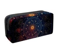 VAPOKF Astuccio portapenne per studenti con cerniera, per ragazzi e ragazze, materiale scolastico e ufficio, piatto zodiacale su cielo stellato