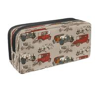 VAPOKF Astuccio portapenne per studenti con cerniera, per ragazzi e ragazze, materiale scolastico e ufficio, camion rosa con rose innamorate, Auto d'epoca, 2.3x8.2x3.9in/6x21x10cm, Astuccio