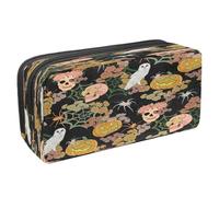 VAPOKF Astuccio portapenne per studenti con cerniera, per ragazzi e ragazze, materiale scolastico e ufficio, teschio con fungo bulbo oculare arcobaleno, Zucca di Halloween Sugar Skull Corvo Ragno,