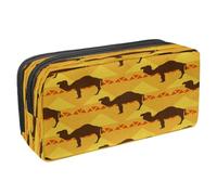 VAPOKF Astuccio portapenne per studenti con cerniera per ragazzi e ragazze, materiale scolastico e ufficio, motivo ornamentale etnico con animali, Egitto, cammelli, e, triangolo, modello,