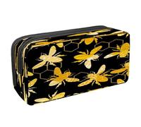 VAPOKF Astuccio portapenne per studenti con cerniera, per ragazzi e ragazze, materiale scolastico e ufficio, motivo floreale astratto di camomilla, Golden Bumbee Silhouette, 2.3x8.2x3.9in/6x21x10cm,