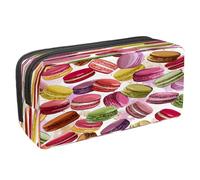 VAPOKF Astuccio portapenne per studenti con cerniera, per ragazzi e ragazze, materiale scolastico e ufficio, motivo Francia Parigi, torta al caffè e muffin, Biscotti Francesi Macaron,