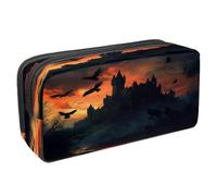 VAPOKF Astuccio portapenne per studenti con cerniera, per ragazzi e ragazze, materiale scolastico e ufficio, corvo volante sopra il castello, Multi, 2.3x8.2x3.9in/6x21x10cm, Astuccio