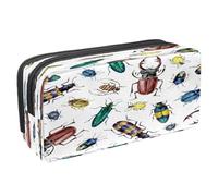 VAPOKF Astuccio portapenne per studenti con cerniera, per ragazzi e ragazze, materiale scolastico e ufficio, acquerello, farfalle, falene, insetti, Acquerello Coleotteri Insetti Insetto,