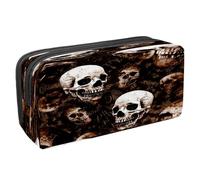 VAPOKF Astuccio portapenne per studenti con cerniera, per ragazzi e ragazze, materiale scolastico e ufficio, teschio e testa di capra, Cranio Umano Morto Grunge, 2.3x8.2x3.9in/6x21x10cm, Astuccio