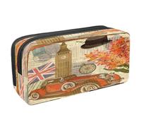 VAPOKF Astuccio portapenne per studenti con cerniera, per ragazzi e ragazze, materiale scolastico e ufficio, Torre Eiffer di Parigi su sfondo luminoso, Cartolina vintage Londra,