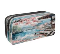 VAPOKF Astuccio portapenne per studenti con cerniera, per ragazzi e ragazze, materiale scolastico e ufficio, pittura con capanna sul lago e montagne, Multi, 2.3x8.2x3.9in/6x21x10cm, Astuccio