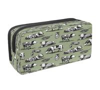 VAPOKF Astuccio portapenne per studenti con cerniera per ragazzi e ragazze, materiale scolastico e ufficio, motivo colorato con silhouette di cane, Latte di formaggio fatto in casa di mucca da