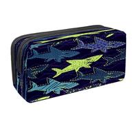 VAPOKF Astuccio portapenne per studenti con cerniera, per ragazzi e ragazze, materiale scolastico e ufficio, squalo pericoloso sull'oceano, Squalo pericolo sul mare profondo, 2.3x8.2x3.9in/6x21x10cm,