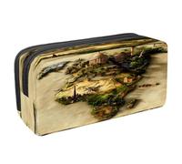 VAPOKF Astuccio portapenne per studenti, con cerniera, per ragazzi e ragazze, materiale scolastico e ufficio, mappa dei viaggi dell'Europa e dell'Africa, Multi, 2.3x8.2x3.9in/6x21x10cm, Astuccio
