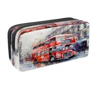 VAPOKF Astuccio portapenne per studenti con cerniera, per ragazzi e ragazze, materiale scolastico e ufficio, autobus rosso di Londra su Parigi Street, Multi, 2.3x8.2x3.9in/6x21x10cm, Astuccio
