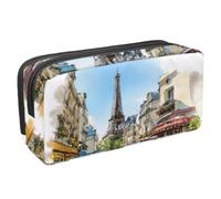 VAPOKF Astuccio portapenne per studenti con cerniera, per ragazzi e ragazze, materiale scolastico e ufficio, acquerello Paris Cafe