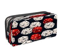 VAPOKF Astuccio portapenne per studenti con cerniera, per ragazzi e ragazze, materiale scolastico e ufficio, joystick vintage, Dadi bianchi e rossi, 2.3x8.2x3.9in/6x21x10cm, Astuccio