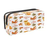 VAPOKF Astuccio portapenne per studenti con cerniera per ragazzi e ragazze, materiale scolastico e ufficio, motivo panda in stile cartone animato con guancia rosa, Forest Fox Autunno Lascia Berry,
