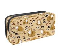 VAPOKF Astuccio portapenne per studenti con cerniera, per ragazzi e ragazze, materiale scolastico e ufficio, gatti che giocano con una palla, Gatti che giocano con impronte di farfalle, 2.3x8.2x3.9in