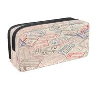 VAPOKF Astuccio portapenne per studenti con cerniera, per ragazzi e ragazze, materiale scolastico e ufficio, motivo Torre di Parigi retrò e Senna, Francobolli Travel Possport, 2.3x8.2x3.9in/6x21x10cm,