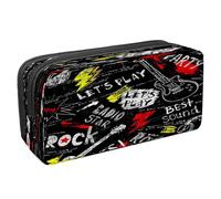 VAPOKF Astuccio portapenne per studenti con cerniera, per ragazzi e ragazze, materiale scolastico e ufficio, strumenti musicali rock per feste, Chitarra Rock, 2.3x8.2x3.9in/6x21x10cm, Astuccio