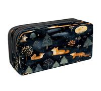 VAPOKF Astuccio portapenne per studenti con cerniera, per ragazzi e ragazze, materiale scolastico e ufficio, animali della foresta dei cartoni animati e albero, Multi, 2.3x8.2x3.9in/6x21x10cm