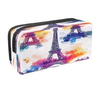 VAPOKF Astuccio portapenne per studenti con cerniera, per ragazzi e ragazze, materiale scolastico e ufficio, motivo: Torri di Parigi ad acquerello, Multi, 2.3x8.2x3.9in/6x21x10cm, Astuccio