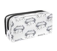 VAPOKF Astuccio portapenne per studenti con cerniera, per ragazzi e ragazze, materiale scolastico e ufficio, camion rosa con rose innamorate, Auto Cabrio d'epoca con lattine, 2.3x8.2x3.9in/6x21x10cm,