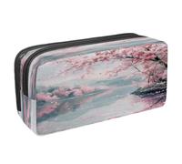 VAPOKF Astuccio portapenne per studenti con cerniera, per ragazzi e ragazze, materiale scolastico e ufficio, fiori di ciliegio vicino al lago, Multi, 2.3x8.2x3.9in/6x21x10cm, Astuccio