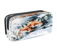 VAPOKF Astuccio portapenne per studenti con cerniera, per ragazzi e ragazze, materiale scolastico e ufficio, due volpi che si coccolano nella neve, Multi, 2.3x8.2x3.9in/6x21x10cm, Astuccio