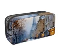 VAPOKF Astuccio portapenne per studenti con cerniera, per ragazzi e ragazze, materiale scolastico e ufficio, nevicata invernale Parigi Street
