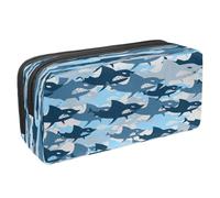 VAPOKF Astuccio portapenne per studenti con cerniera, per ragazzi e ragazze, materiale scolastico e ufficio, balena acquerello blu, Predatore di squalo militare dell'esercito, 2.3x8.2x3.9in/6x21x10cm,