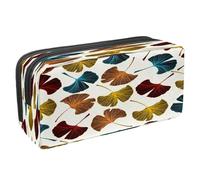 VAPOKF Astuccio portapenne per studenti con cerniera, per ragazzi e ragazze, materiale scolastico e ufficio, motivo camomilla e fiori selvatici, motivo senza cuciture, Colorato Gingko Biloba Lascia