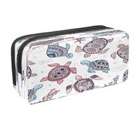 VAPOKF Astuccio portapenne per studenti con cerniera, per ragazzi e ragazze, materiale scolastico e ufficio, motivo: polipo, medusa, cavalluccio marino, granchio, animali marini, Motivo etnico
