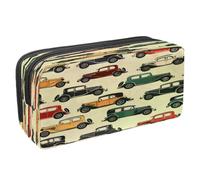 VAPOKF Astuccio portapenne per studenti con cerniera, per ragazzi e ragazze, materiale scolastico e ufficio, motivo auto retrò, Multi, 2.3x8.2x3.9in/6x21x10cm, Astuccio