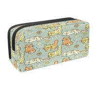 VAPOKF Astuccio portapenne per studenti con cerniera, per ragazzi e ragazze, materiale scolastico e ufficio, gatti a righe e giocattoli con papillon, Gatti a strisce e giocattoli a sfera con papillon