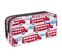 VAPOKF Astuccio portapenne per studenti con cerniera, per ragazzi e ragazze, materiale scolastico e ufficio, motivo: auto dei cartoni animati, Cartoon Londra Autobus Rosso, 2.3x8.2x3.9in/6x21x10cm,