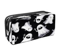 VAPOKF Astuccio portapenne per studenti con cerniera, per ragazzi e ragazze, materiale scolastico e ufficio, corvo su albero morto, Cartone animato Halloween Fantasmi Tenere Croce,