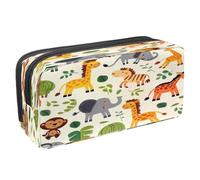 VAPOKF Astuccio portapenne per studenti con cerniera, per ragazzi e ragazze, materiale scolastico e ufficio, animali dello zoo dei cartoni animati, Multi, 2.3x8.2x3.9in/6x21x10cm, Astuccio