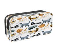 VAPOKF Astuccio portapenne per studenti con cerniera, per ragazzi e ragazze, materiale scolastico e ufficio, gatti che giocano con una palla, Gatti che dormono e cammin, 2.3x8.2x3.9in/6x21x10cm
