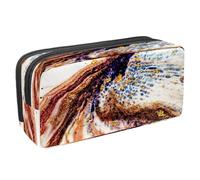 VAPOKF Astuccio portapenne per studenti con cerniera, per ragazzi e ragazze, materiale scolastico e ufficio, conchiglie marine, stelle marine, alghe, corallo, Marmo di lusso Shine Art, 2.3x8.2x3.9in