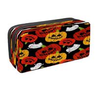 VAPOKF Astuccio portapenne per studenti con cerniera, per ragazzi e ragazze, materiale scolastico e ufficio, zucche e fantasmi di Halloween felici, Felice Halloween Zucche e fantasmi,