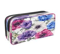 VAPOKF Astuccio portapenne per studenti con cerniera, per ragazzi e ragazze, materiale scolastico e ufficio, farfalla su girasoli, giglio rosa, Fioritura Anemoni Fiori da giardino,